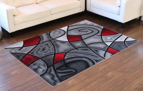 Vista 34 de Masada Rugs - Alfombra moderna contemporánea, color gris y negro