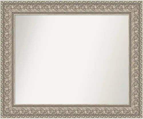 Vista 87 de Amanti Art Espejo de pared plateado de 27 x 21 pulgadas, espejo rectangular de baño de níquel cepillado para decoración de pared, sala de estar