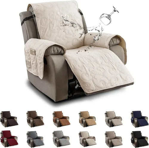 Vista 20 de Funda reclinable 100% impermeable para sofá biplaza, 4 piezas divididas para sofá reclinable de 2 asientos, funda de sofá reclinable antideslizante
