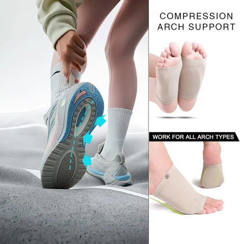 Vista 4 de 2 fundas de soporte de arco, soporte de arco de compresión, mangas acolchadas para pies de gel, mangas de soporte de arco de compresión para pies