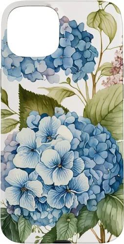 Vista 9 de Watercolour Vintage Blue Hydrangea with Flower Flower Case for iPhone 16