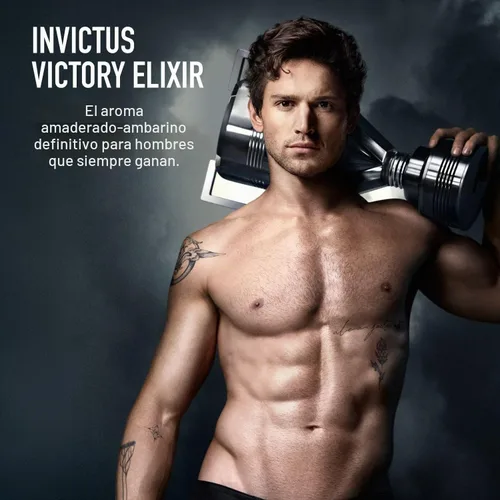 Vista 4 de Rabanne Invictus Victory Elixir Parfum para hombre, perfume intenso ámbar amaderado picante de larga duración con cardamomo, lavanda y vainilla