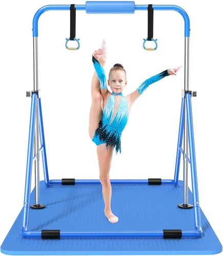 Vista 12 de Safly Fun Foldable Gymnastics Bar for Kids, Adjustable 35"-51", Sturdy 145 lbs Capacity, Easy-to-Assemble, Gymnastics Equipment for Kids for