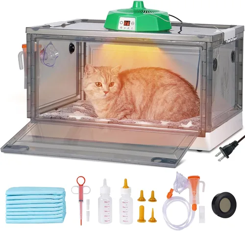 Incubadora para cachorros,Incubadora de cachorros con calefacción y oxigenador,Buena retención de calor y ventilación y control de temperatura para