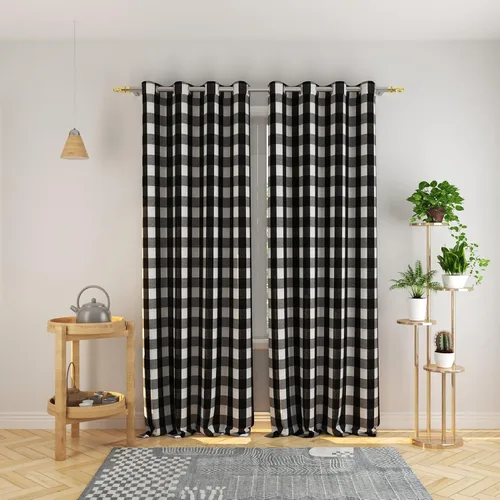 Vista 46 de Cortinas de 24 pulgadas de largo con diseño Buffalo Check Gingham Plaid para ventanas de cocina y baño, tratamiento para ventanas con 2 paneles