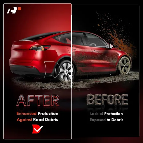 Vista 2 de A-Premium 4 piezas de solapas de barro Compatibles con Tesla Model Y 2020-2024 Accesorios exteriores, no requiere taladrar, guardabarros delanteros