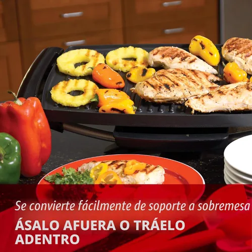 Vista 3 de Parrilla eléctrica George Foreman GFO201R, para interiores y exteriores , Antiadherente, Rojo