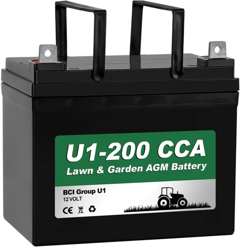 Batería WEIZE AGM para Jardín y Césped, 12V 200CCA Grupo BCI U1 SLA de Arranque para Césped, Tractores y Cortacéspedes, Compatible con John Deere,