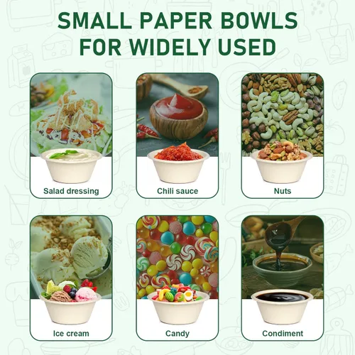 Vista 5 de Paquete de 300 cuencos pequeños de papel de 8 onzas, cuencos de bagazo desechables compostables, cuencos de fibra de caña de azúcar biodegradables