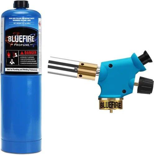 Vista 8 de Antorcha de propano BlueFire, Cabeza de antorcha práctica, Botón de gatillo de inicio, Boquilla, Antorcha de combustible de propano, Antorcha de gas