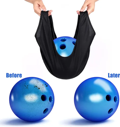 Vista 4 de TOBWOLF 2 bolsas de balancín de bolos, limpiador de pulidora de bolas de boliche de microfibra, bolsa de soporte de limpiador de bolos lavable