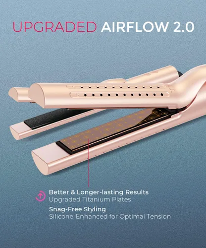 Vista 6 de TYMO Airflow 2.0 Plancha Rizadora Alisadora de Cabello - Alisadora y Rizadora de Cabello 2 en 1, Varita Rizadora de 1.25 Pulgadas para Cabello Largo
