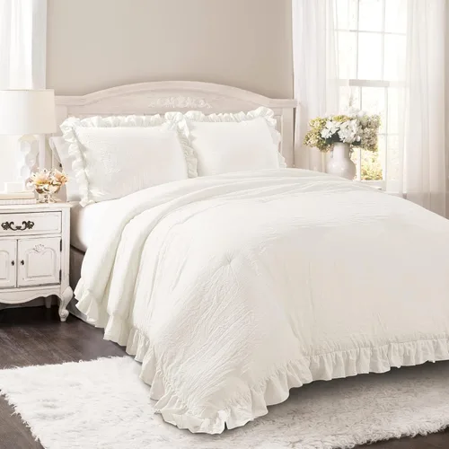 Vista 11 de Lush Decor - Juego de edredón, ropa de cama suave con volantes y funda a juego, elementos acogedores, elegante decoración para el dormitorio