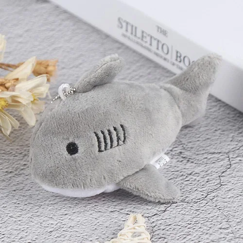 Lindo llavero de peluche de tiburón, mini juguetes de peluche de tiburón suave, muñequera colgante de tiburón, llavero de tiburón de peluche,