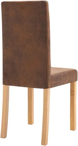 Vista 7 de Brown Faux Suede Leather Dining Chairs Set of 2, Standard Durable Kitchen Seating, Modern Dining Room Furniture