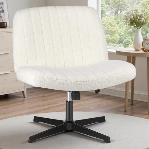 Vista 13 de DUMOS Criss Cross Chair, Cross Legged Vanity Chair, Home Office Beige