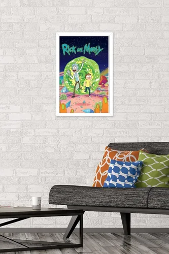 Vista 21 de Trends International Rick And Morty - Póster de pared de cubierta, 14.725 x 22.375 pulgadas, versión enmarcada de madera de granero