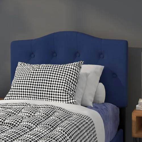 Vista 118 de BizChair Cabecero tapizado capitoné tamaño individual en tela blanca