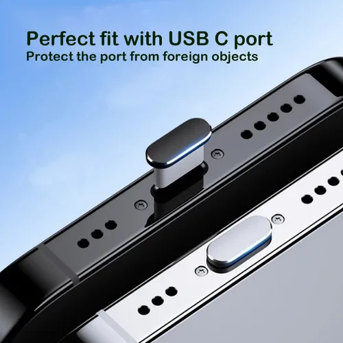 Vista 4 de Paquete de 4 tapas USB C para puerto USB C, cubierta de puerto de carga tipo C con cubierta antipolvo para altavoz, accesorios de teléfono