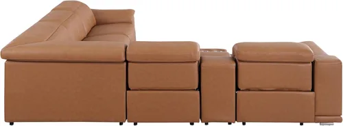 Vista 304 de BlackJack Furniture Venice - Sofá modular de cuero italiano de grano superior de 5 piezas con 3 reclinables eléctricos, reposacabezas ajustable