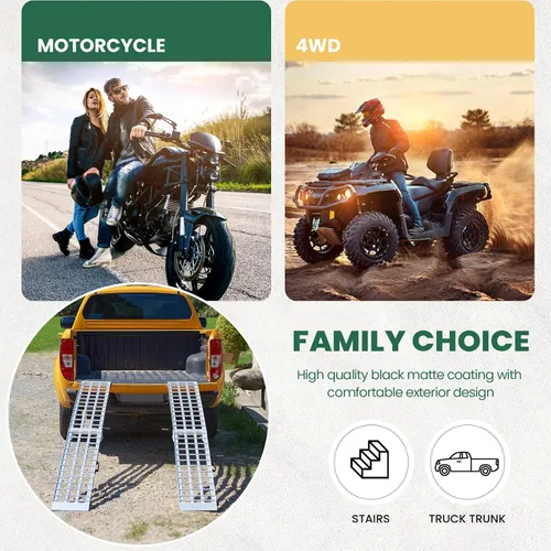 Vista 6 de Rampas para camiones de capacidad de 3000 libras – 2 rampas de carga resistentes de 7.5 pies, rampas de carga plegadas para motocicletas