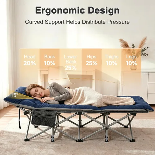 Vista 4 de ABORON Catre de Campamento para Adultos de 28" Extra Ancho, Paquete de 2 Catres Oxford 1200D Resistentes para Dormir, Cama de Campamento Plegable