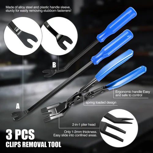 Vista 5 de DNA MOTORING TOOLS-00247 Kit de herramientas de extracción de moldura de automóvil, juego de alicates para clips y removedor de tapicería para panel