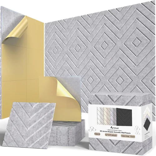 Vista 11 de 12Pack Acoustic Wall Panels, Self-Adhesive Sound Proof Foam Panels for Walls, Decorative Sound Dampening Wall Panels, Sound Absorbing for Door