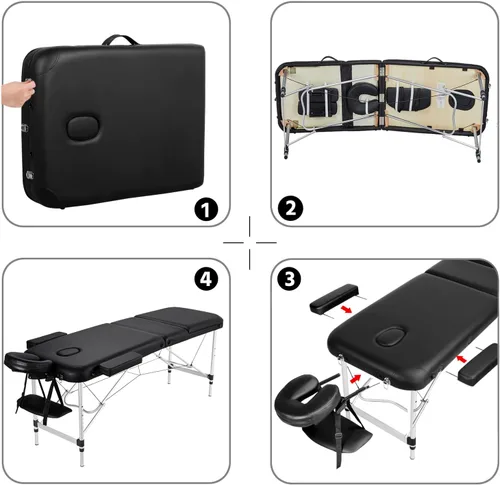 Vista 5 de Yaheetech Mesas de Masaje Cama para Tatuajes Portátiles Cama para Pestañas Ajustable Cama de Spa de Aluminio Plegable de 3 Secciones con Bolsa No