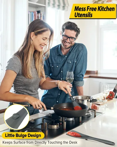 Vista 4 de BUNDLEPRO Cucharas de cocina de silicona para utensilios de cocina Gris
