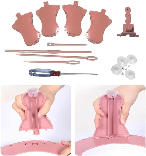 Vista 5 de B Baosity Accesorios de punto giratorios a mano con taburete para pies, rejilla de alambre y tejido, puede tejer bufandas, sombreros, calcetines