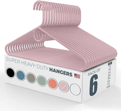Vista 108 de Neaties Paquete de 6 perchas para ropa súper resistentes, fabricadas en los Estados Unidos, capacidad de 10 libras, perchas de plástico grueso