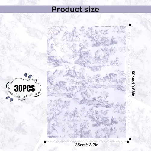 Vista 2 de 30 hojas de papel de seda, papel de seda de regalo de 20 x 14 pulgadas, papel de seda francés retro, papel de seda decorativo elegante