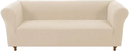 Vista 35 de Funda elástica Chesterfield para sofá, funda de tela jacquard para sofá de 3 cojines, protector de muebles antideslizante resistente a mascotas