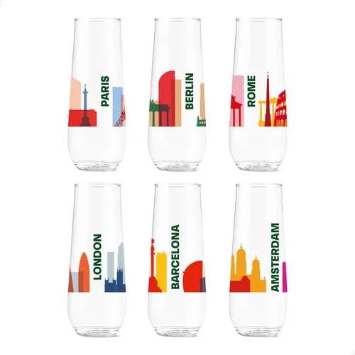 Vista 11 de TOSSWARE POP - Juego de 6 copas de champán con estampado de flauta de 9 onzas, de alta calidad, reciclables, irrompibles y de plástico transparente