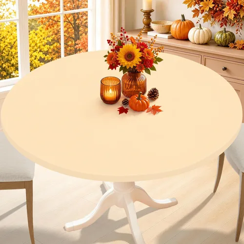 Vista 32 de Smiry - Mantel redondo de elastano, manteles ajustados lavables elásticos para mesas de 36 a 44 pulgadas, cubierta de mesa de picnic elástica