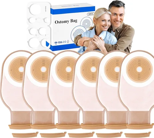 Vista 7 de 100 bolsas de colostomía, suministros de ostomía de 15 a 2.559 in, bolsas de ostomía de una sola pieza, bolsas drenables con cierre para el cuidado