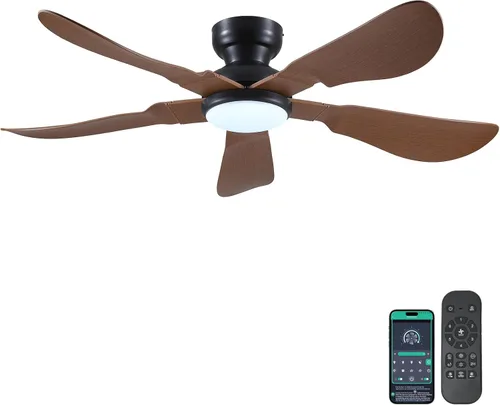 Vista 20 de Kviflon Ventiladores de techo modernos de 36 pulgadas con luces, ventilador de techo pequeño de montaje empotrado con luz y control remoto/APP, 3