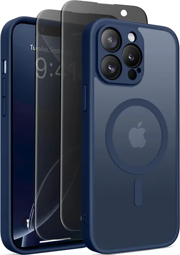 Vista 20 de GolbinBox - Funda magnética para iPhone 13 Pro Max, compatible con MagSafe, protección de cámara, protector de privacidad, funda translúcida mate, a