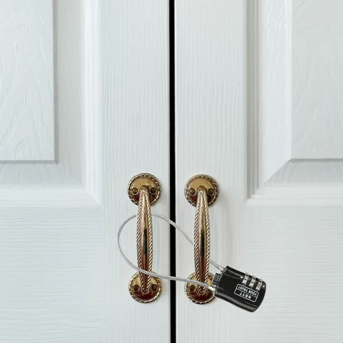 Vista 4 de Candado de bloqueo de combinación de alambre, diámetro del alambre de 3/24 pulgadas, circunferencia de 8.3 pulgadas, adecuado para equipaje