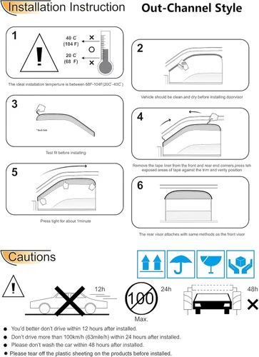 Vista 6 de Deflector de viento para ventana lateral, juego de 4 protectores de lluvia con cinta de canal, visera para Ford Explorer y Mercury Mountaineer