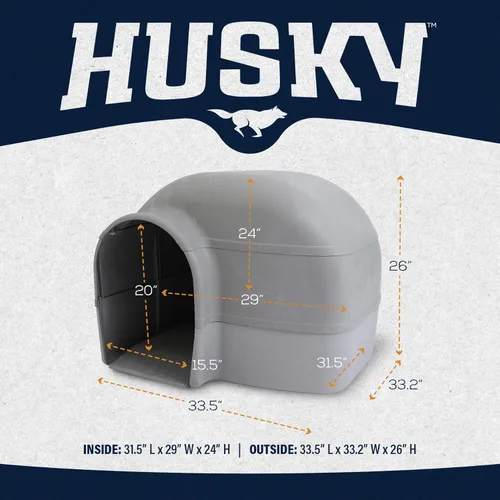 Vista 3 de Petmate Husky - Casa para perros de hasta 90 libras, color gris, fabricada en Estados Unidos