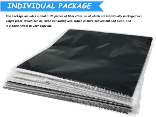 Vista 7 de Paños de limpieza de microfibra (6 x 7 pulgadas), paquete de 20 unidades en bolsa de vinilo individual, paño de limpieza de lentes para lentes
