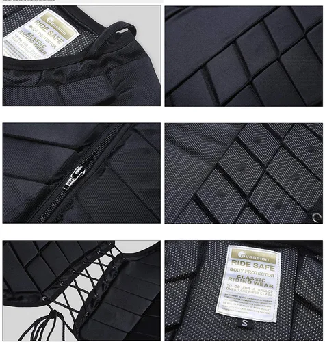 Vista 3 de UNISTRENGH Chaleco ecuestre de seguridad profesional EVA acolchado equitación chaleco unisex negro cremallera protector engranaje chaleco