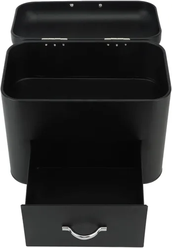 Vista 9 de Recipiente de almacenamiento de pan de hierro, mantenga el recipiente de pan casero de hierro de gran capacidad para encimera (negro)