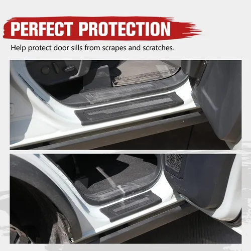 Vista 3 de HAKA TOUGH Protector de umbral de puerta de automóvil para Ford Bronco de 4 puertas 2021 2022 2023 2024 2025, protección contra arañazos, 4