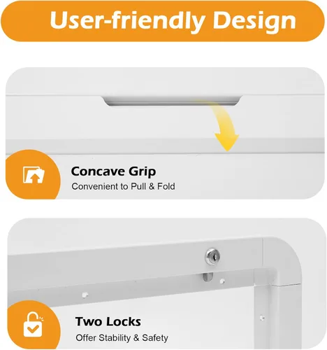 Vista 4 de RV Caravan Picnic Mesa externa plegable de aluminio blanco montaje en pared colgante mesa de comedor plegable blanca mesa plegable para picnic