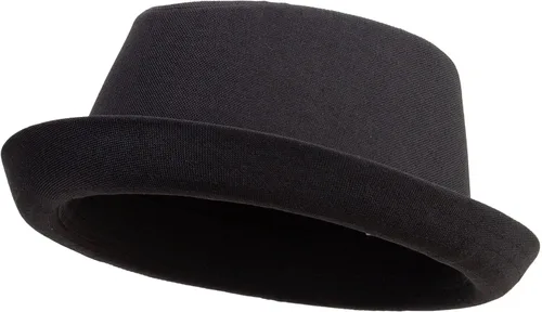 e4Hats Gran tamaño de lino de poliéster mezclado porkpie Upbrim Fedora Negro