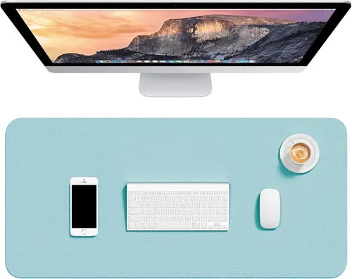 Vista 14 de Hsurbtra - Almohadilla de escritorio, 23.6 x 13.8 pulgadas, alfombrilla de escritorio de piel sintética, M extendida, protector de escritorio