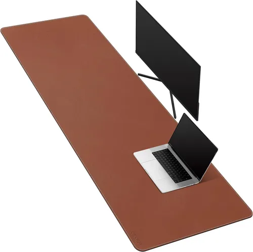 Vista 77 de CENNBIE Tapete de escritorio de cuero, 55 x 19.6 pulgadas, protector de escritorio extra grande, alfombrilla antideslizante extendida, alfombrilla